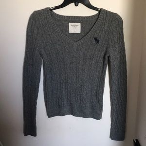Abercrombie & Fitch Grey V-Neck Sweater